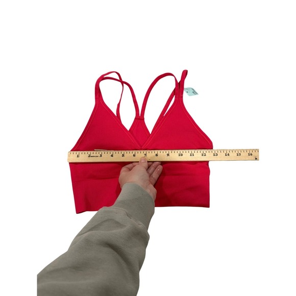 DSG Ribbed V Neck Racerback Sports Bra Red - Picture 2 of 7